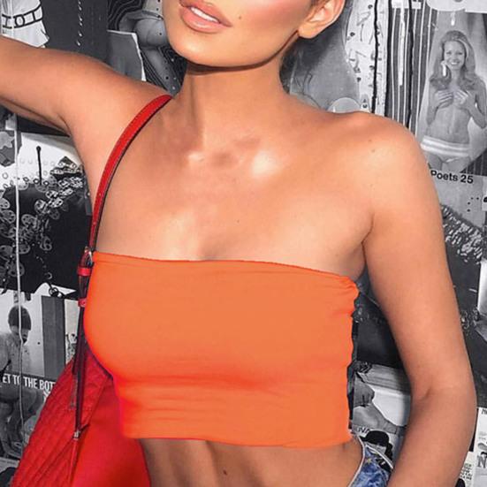 Off Shoulder Sleeveless Exposed Navel Tube Top Summer Sexy Chest Wrap Crop Top Female Clothing