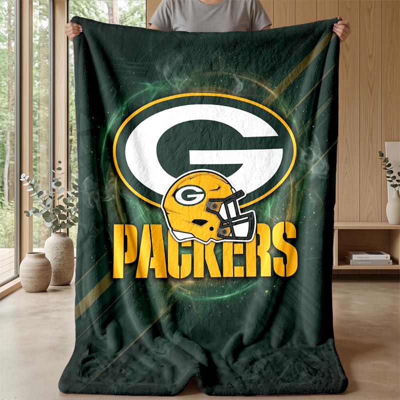 Green Bay Packers Flannel Fleece Blanket Cozy Warm Throw Blanket For Couch Bed Travel All Season Use