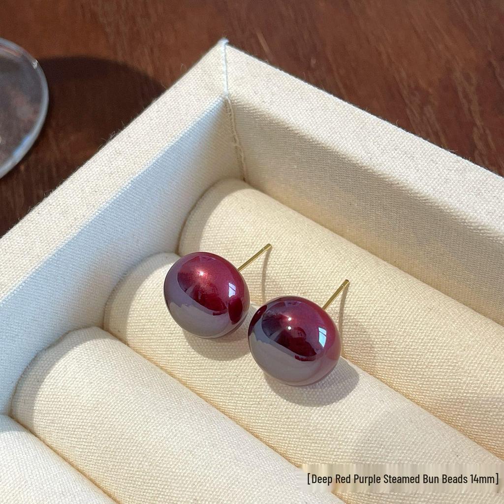 Ankela Rote Perlenstecker - Silberne Nadel, Vielseitiger Stil für Damen, Perfekt für die Neujahrskollektion