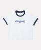 Circle Logo Semi-Crop Ringer Short Sleeve T-Shirt (W) - White