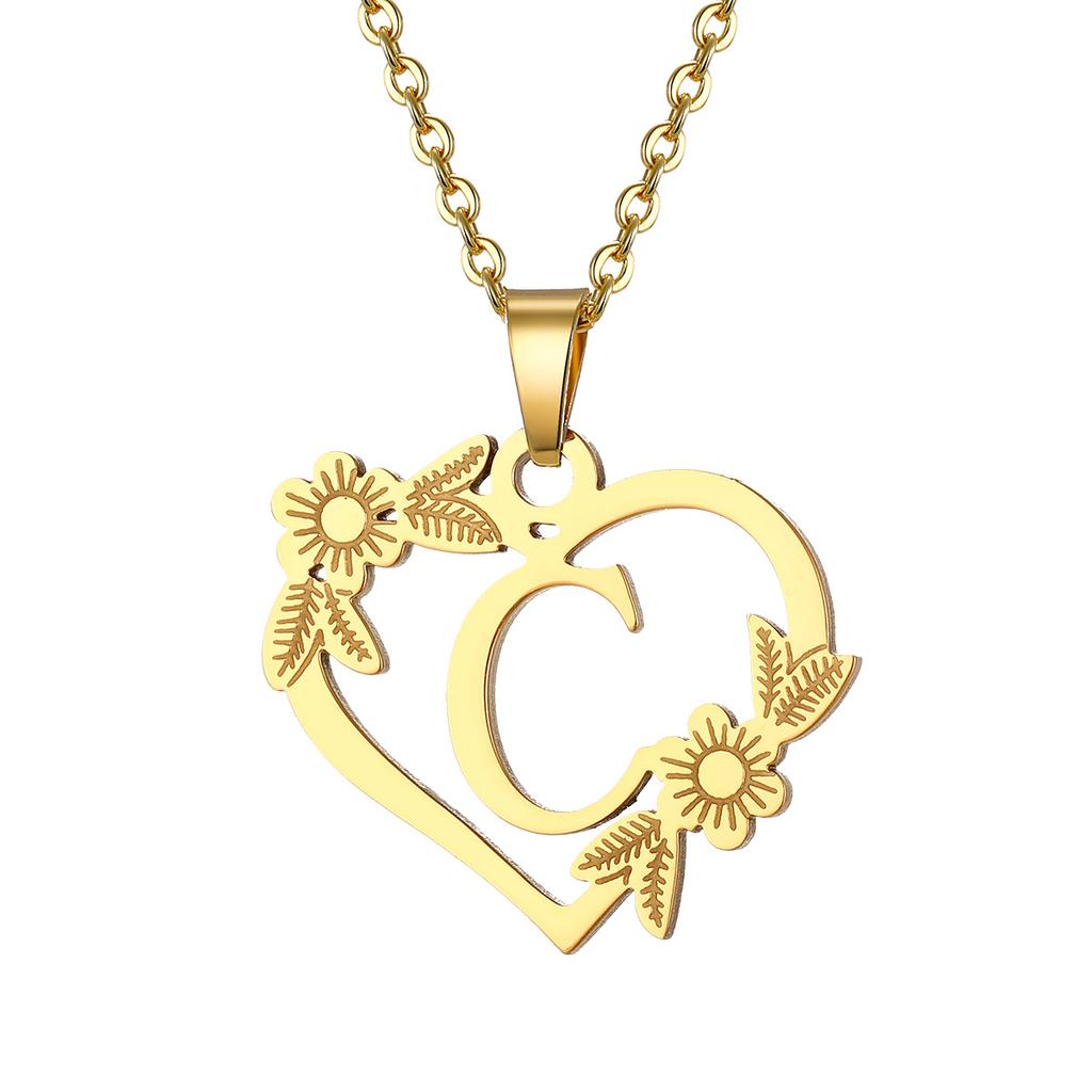 Fashion 26 Letter Stainless Steel Pendant Necklace Women Hollow Gold Color Chain A-Z Alphabet Clavicle Necklaces Jewelry Gift