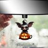 Halloween Decoration Witch Hat Bat Pumpkin Pendant 2D Acrylic Cat Rearview Mirror Charm Festive Atmosphere Enhancer