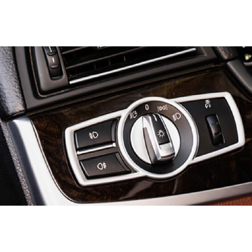 Fit For BMW 7 Series 2009-2015 Matte Silver Headlight Control Button Cover Trim