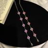 Four-leaf Clover Bracelet with Purple Zirconium Petals Versatile and Exquisite Bracelet for Women