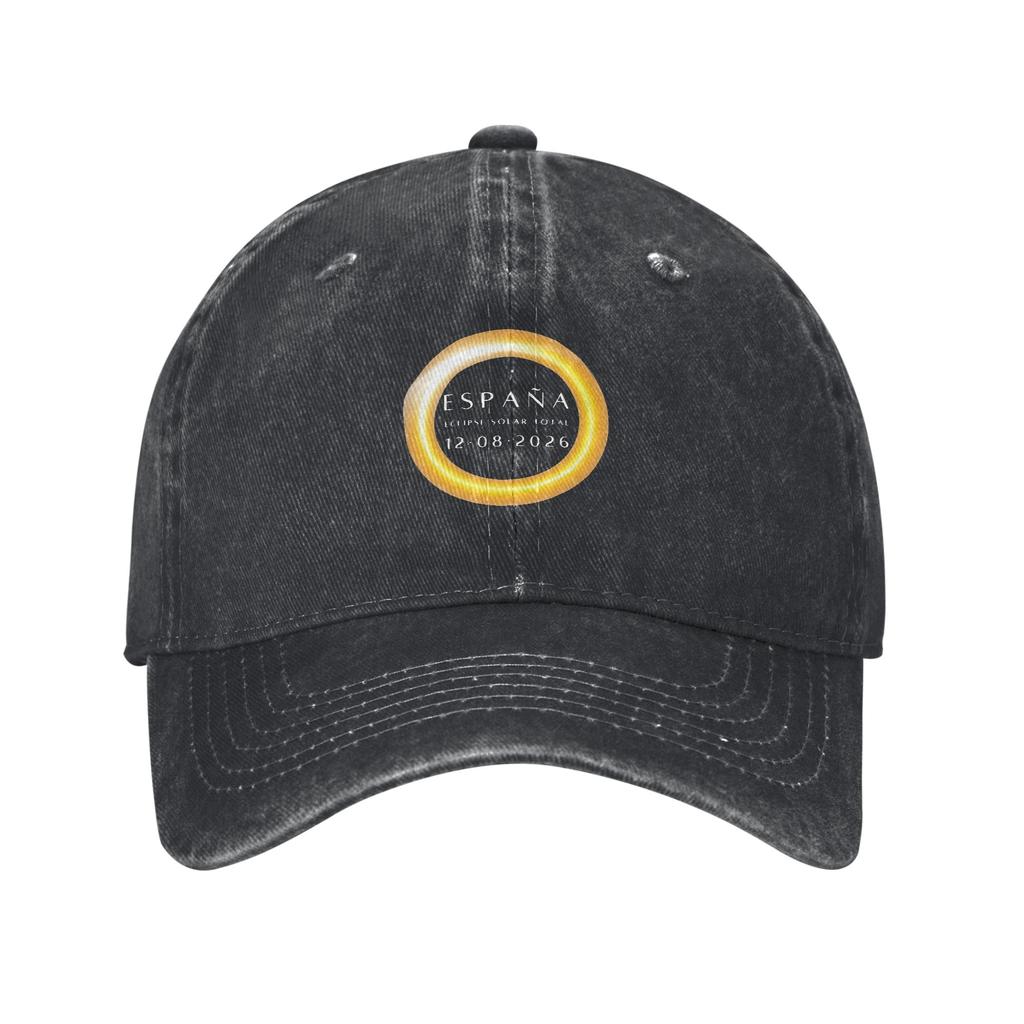 Spain Total Solar Eclipse Baseball Cap Distressed Washed Totality Event Snapback Unisex Outdoor All Seasons Gift Caps Hat