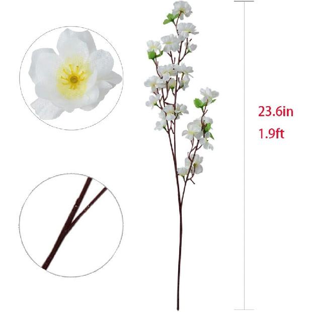 Callu 10Pcs Artificial Flowers Peach Blossom Simulation Peach Branches Flowers Silk Peach Flowers Bouquets Faux Spring Peach Fake Plants for Wedding