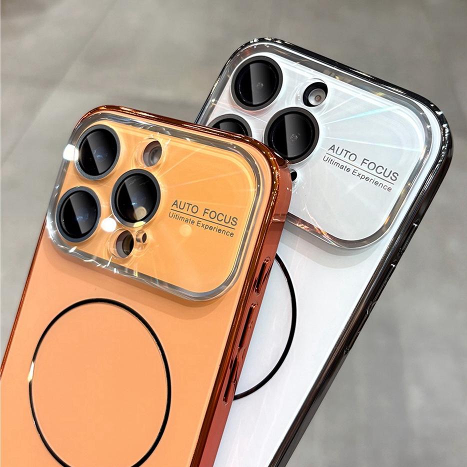 Luxury Laser Camera for Magsafe Cover for 17 16 15 14 13 12 Pro Max 17 ProMax Large Window Matte Magnetic Phone Cover