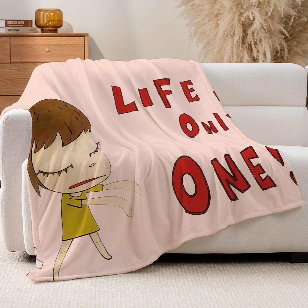 Fashion Print Yoshimoto Nara Blanket For Sofa Office Bed Plane Travel Sleep Read Relax Camping Soft And Warm