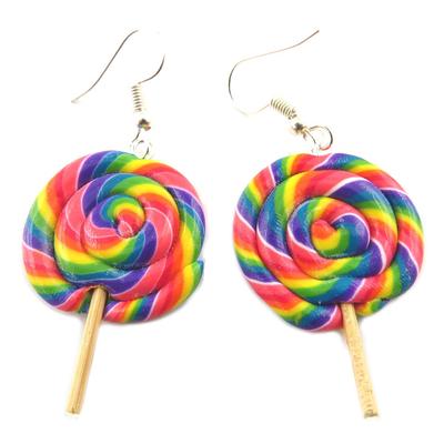 [Q9870] - Mehrfarbige handgefertigte 'Lollipops'-Ohrringe - 35 x 25 mm