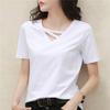 Sommer Kurzarm Frauen Weißes T-shirt Frauen V-ausschnitt Lose Koreanische Schwarz Top Casual Mitfühlende Trend T-shirt Frauen
