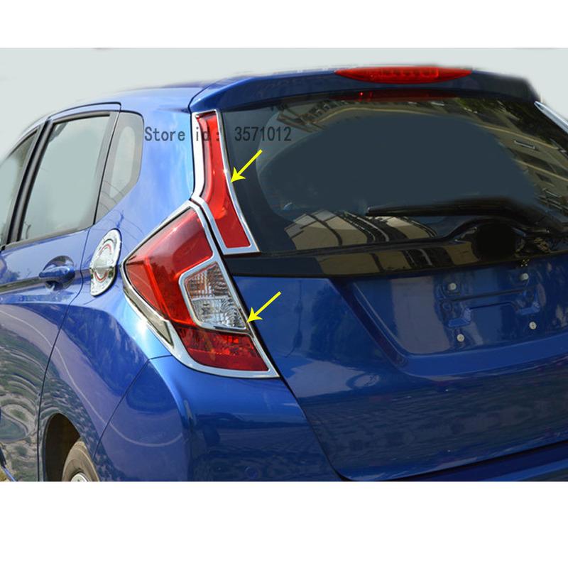 For Honda Fit Jazz 2014 2015 2016 2017 Car Rear Back Light Lamp Hood Molding Frame Stick Styling Abs Chrome Cover Trim Hoods