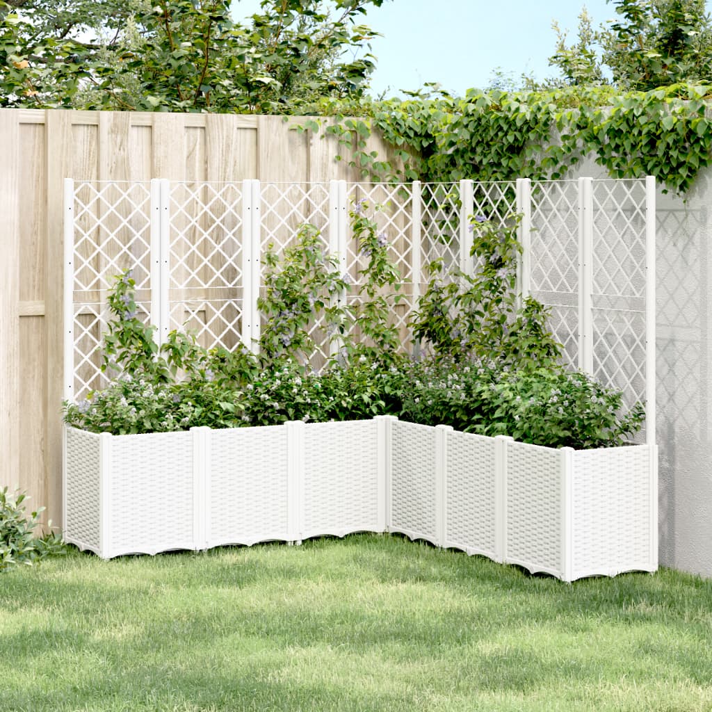 Planter with Trellis White 160x160x140 Cm PP