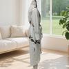 Women's Floral Print Satin Wrap Midi Dress Deep V Neck Long Sleeve Bodycon Dress Split Formal Evening Party Dress
