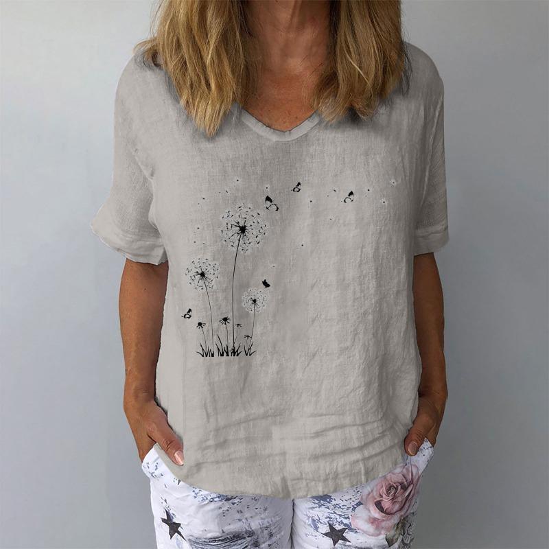QICED Blusas y Camisas Casuales de Moda para Mujer de Manga Corta con Cuello en V