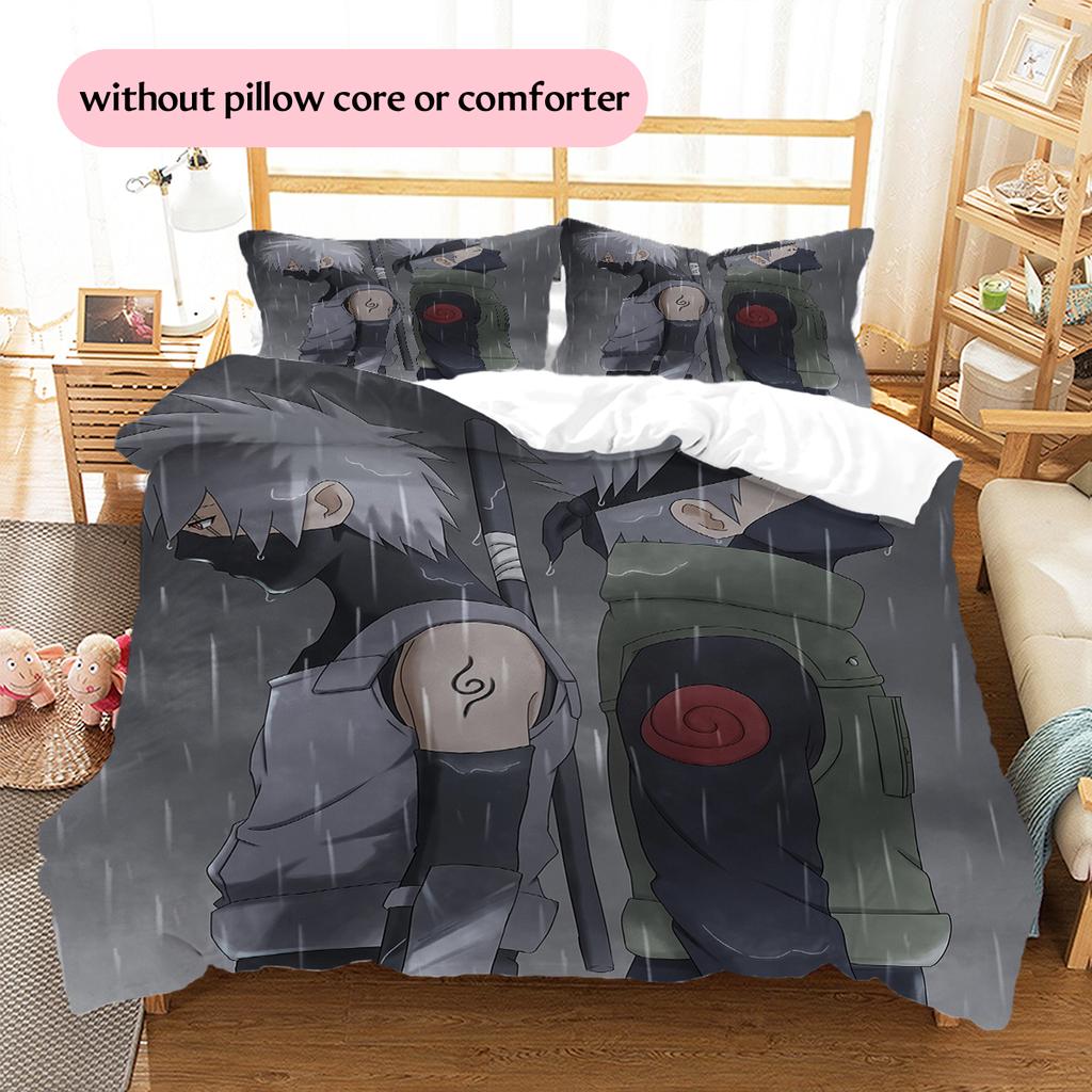Hatake Kakashi Anime Pattern Bedding Home Decoration Birthday Gift (1 * duvet cover + 2 * pillowcase, without core)