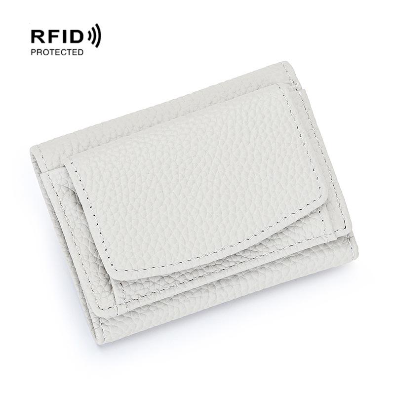 Kompaktowy portfel trójdzielny w stylu japońsko-koreańskim z prawdziwej skóry