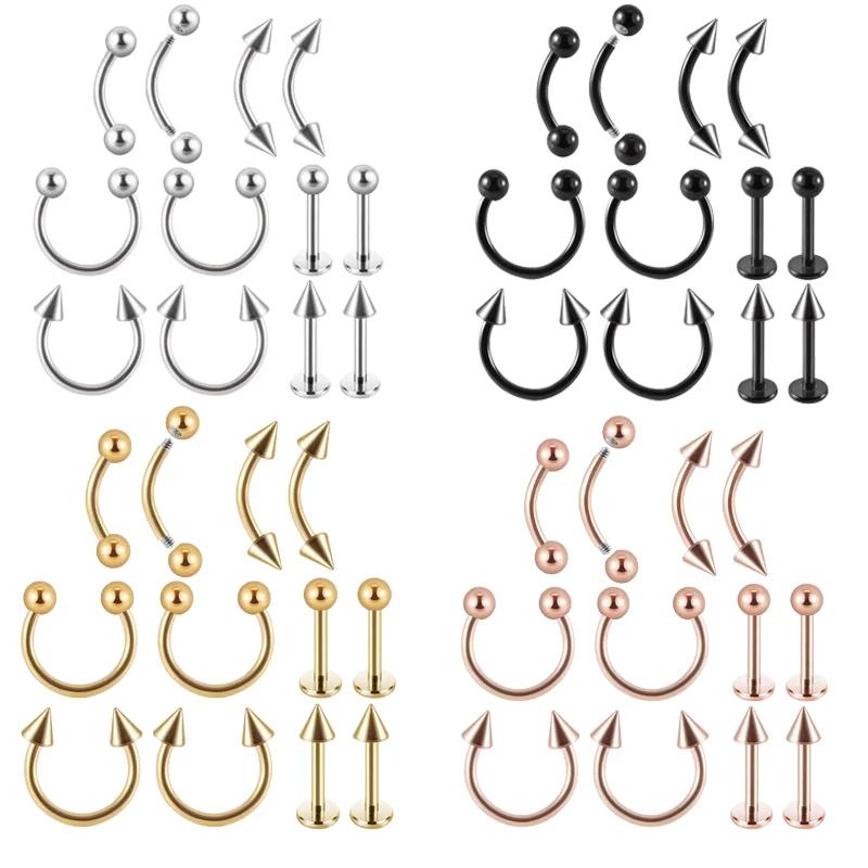 5/12 Stück Chirurgenstahl Körperpiercing Schmuck Los Großhandel Nasenring Zungenpiercing Barren Los Augenbrauen Labret Piercing Hufeisenring Los Packung