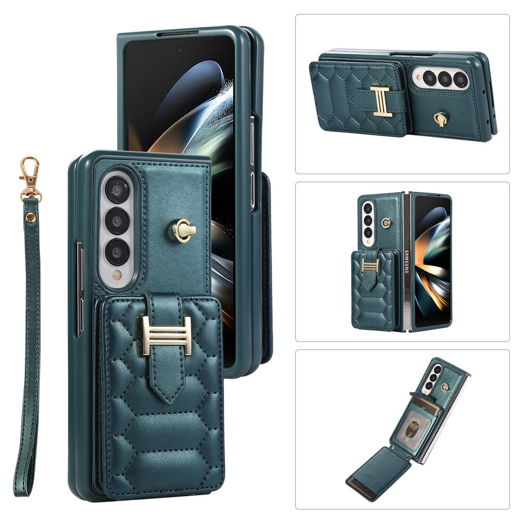 Crossbody Lanyard Phone Case for Samsung Galaxy Z Fold 7 6 5 4 3 Fold7 Fold6 Folio Wrist Strap Leather Card Holder Wallet Cover