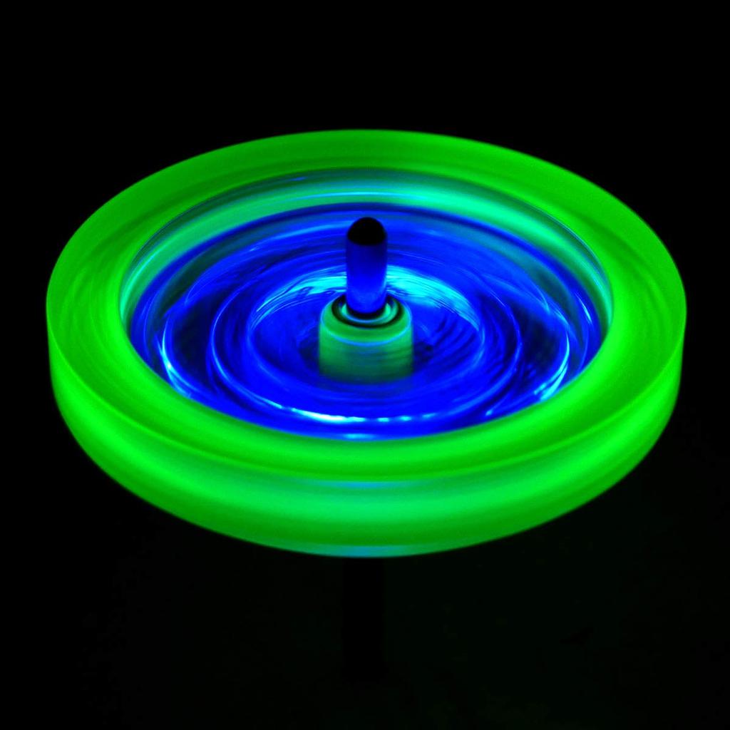 Spin Gear World Championship Certified Throwing Top with 1 String Blue Light-Up Top, Skylark, LED, (Yellow Glitter, LED)