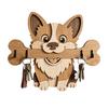 Portachiavi in Legno da Parete, Gancio per Ingresso a Forma di Cane che Tiene un Osso per Casa, Cucina, Corridoio, Organizer Rustico per Chiavi, Guinzaglio per Cani