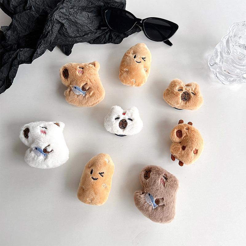 Plush Doll Mobile Phone Airbag Bracket Back Sticker Retractable Desktop Support Frame Cute Capybara Ring Buckle