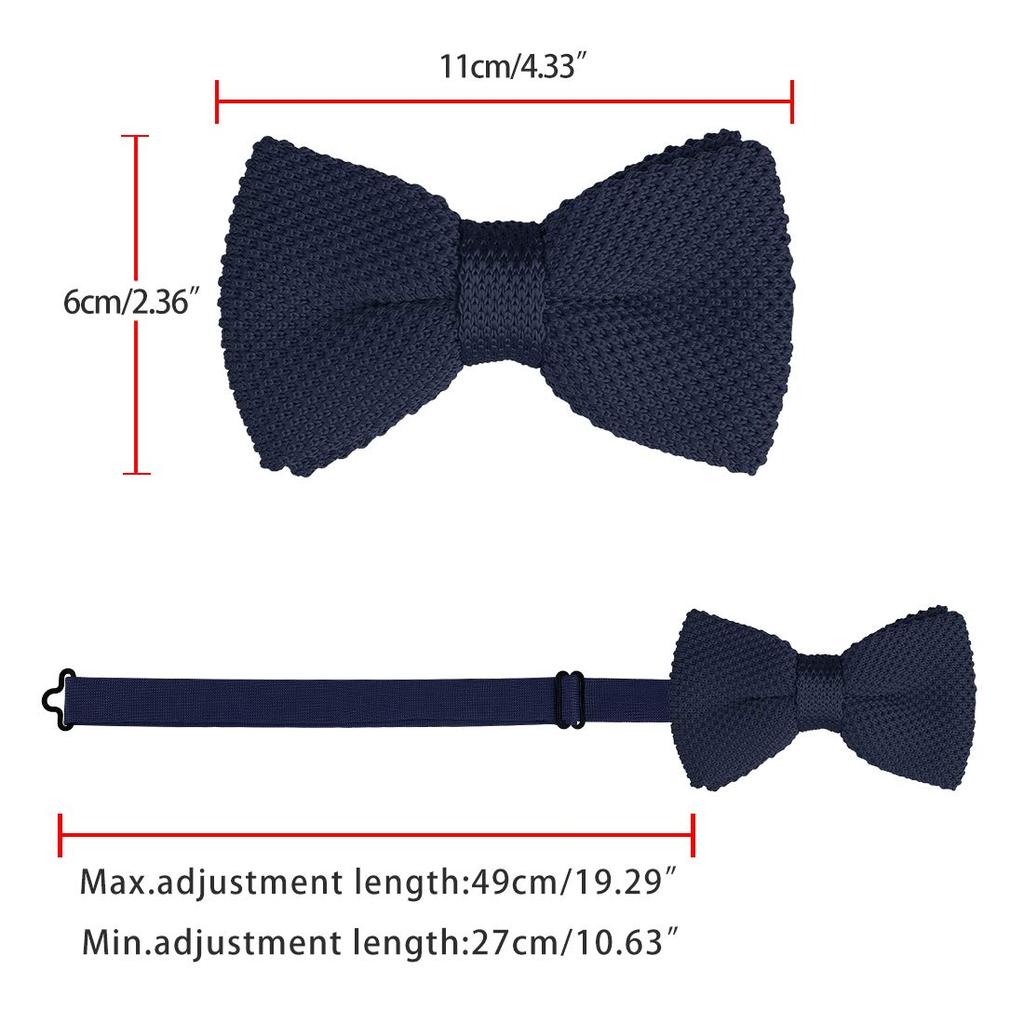 [Allegra K] Knit Bow Tie, Adjustable, for Weddings, Graduations, Men's & Women's, Navy Blue, 6 X 11 Cm