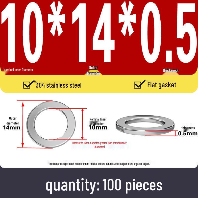 Plochá podložka z nerezové oceli 304 pro nastavení vůle hřídele (0,1/0,2/0,3 mm)