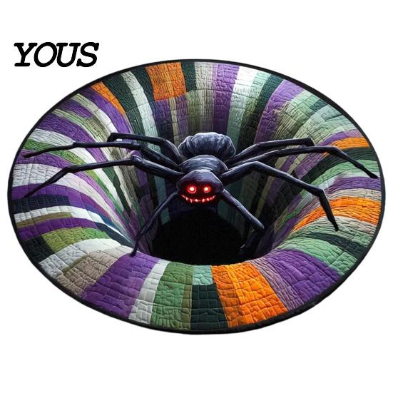 Halloween 3D Illusion Area Rug Rug, Bottomless Hole Round Ghost Spider Scarecrow Print, Soft Texture Decorative Mat Spooky Optical Floor Mat, Non-slip