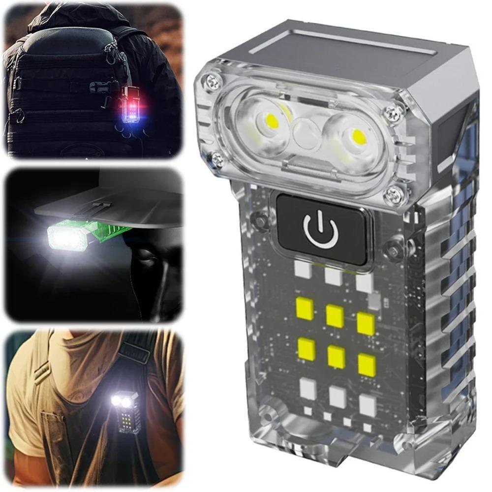 Rotatable Mini LED Flashlight USB Rechargeable Pocket Keychain Torch Powerful Emergency Camping Fishing Walking Lantern 1200mAh