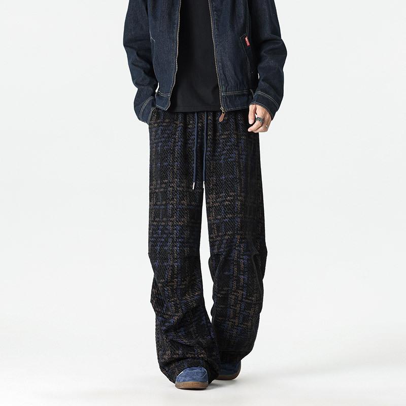 

Autumn and Winter New Korean Version of Trendy Wide-leg Pants Casual Trendy Brand Casual Pants S чёрный