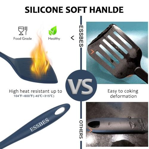 ESSBES Extra Large Heat-Resistant Silicone Turner - Non-Stick Kitchen Spatula, Soft and Durable, Everyday Spatula with One-Piece Design, Non-Slip Hand