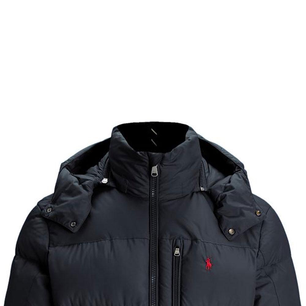 Polo Ralph Lauren Solid Color Zipper Hooded Long Sleeve Down Jacket Men Outerwear Black MNPOOTW16021339-001