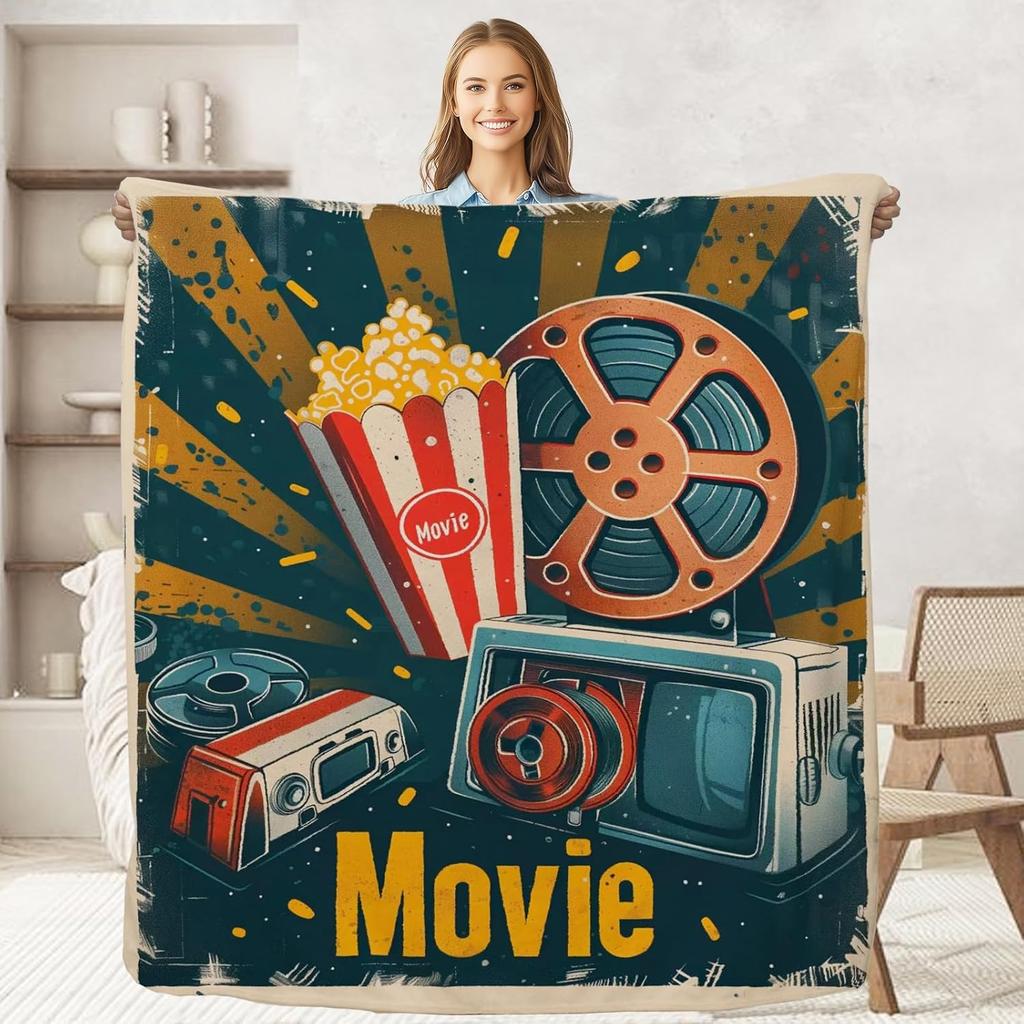 Movie Night Throw Blanket Soft Flannel for Couch Bed Home Decor for Movie Lovers Adults Kids x Inches