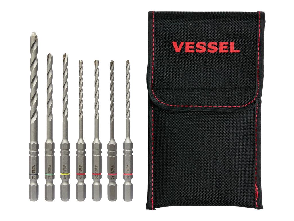 VESSEL Concrete Drill Cushion Set with Storage Bits, Drill, 7-Piece Pouch, ACD7S-1