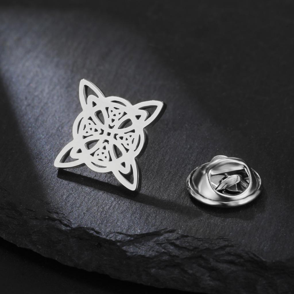 LIKGREAT Retro Witch Knot Brooch for Women Men Stainless Steel Pin Wicca Gothic Jewelry Elegant Lucky Amulet Lapel Pins Gifts