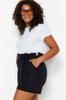 Women's Style Plus Size Black Finike Carrot Woven Shorts & Bermuda