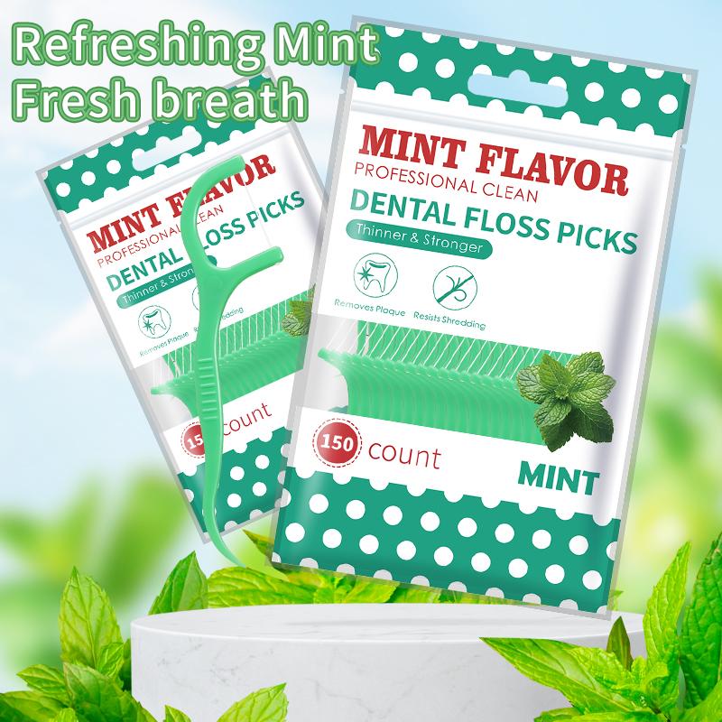 300PCS Mint Floss Sticks, Tooth Gap Brushes - Bagged Dental Hygiene Products - Essential Cleaning Tools for Home, Outdoor,Traver