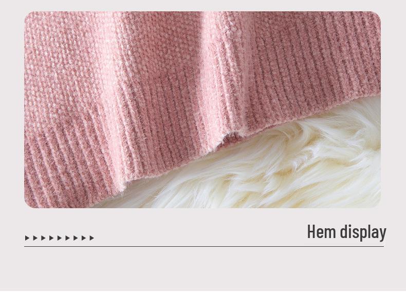 2025 Autumn/Winter Loose Faux Mink Velvet Hooded Sweater for Women - Versatile Lazy Style