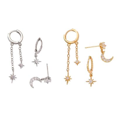 Uneven Glowing Earrings 3 Part Set Thin Mixture Jewelry For Women Evening Party Everyday