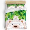 White Bear Leaves Cartoon Duvet Cover With Pillow Case Custom Comforter 3pcs Bedding Set Quilt Cover Double Bed Home Textile