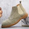 Suede Leather Men's Chelsea Boots Stylish Brand High Top Shoes Comfortable Male Ankle Boots Outdoor Business Shoes Casual Botas