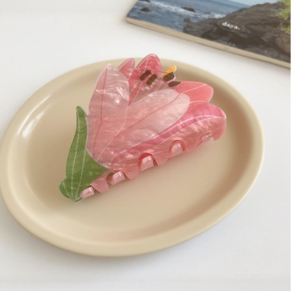 New Double Sided Flower Hair Claw Clip Acrylic Geometric Hair Clip Hand-painted Large Claw Clip Women