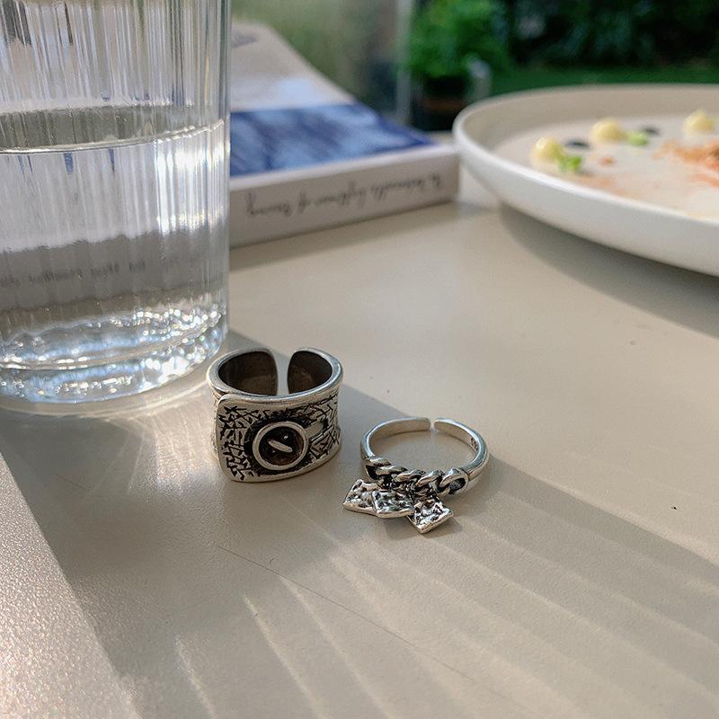 925 Sterling Elegant Silver Retro Geometric Wide Ring Handmade For Unique Gift