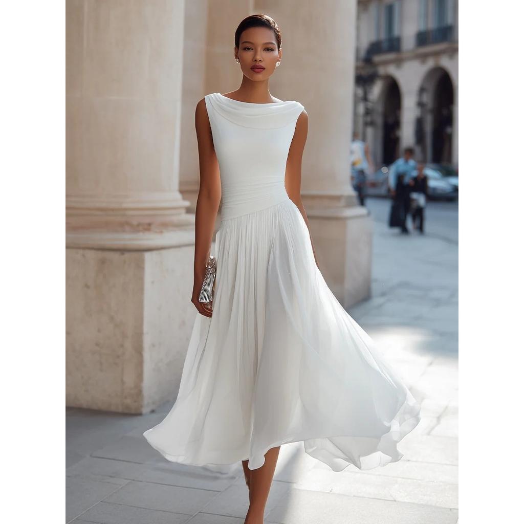 Elegant Vacation Party Cowl Neck Dress for Cross-border Export