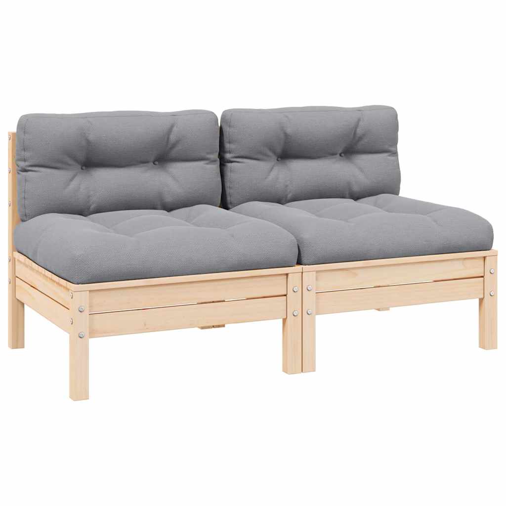 vidaXL 2-Sitzer-Gartensofa mit Grauen Kissen Massivholz Kiefer