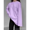Womens Loose Fit Long Sleeve Cotton T-Shirt With Handcrafted Distressed Detail 2026 Casual Top