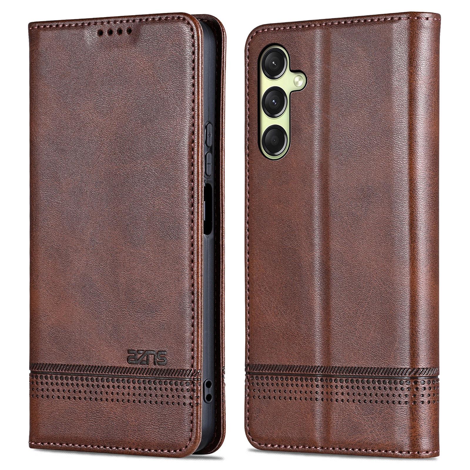 

AZNS For Samsung Galaxy A16 5G/A16 4G Case Cowhide Texture PU Leather Wallet Phone Cover Coffee