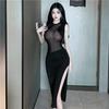 Šaty s rozparkem Pure Desire Mesh - Sexy noční život s kulatým výstřihem, střední délka