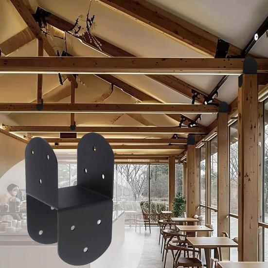 4 Stück Pfostenkappen Verbindungsbügel Pfosten mit Balken verbinden Pfostenoberteil Schwerlast-Befestigung Balkenschuh Metall Pergola-Verbinder