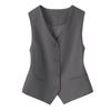 Women's Sleeveless Suit Vest Slim Fit Single Breasted Business Vest V Neck Dressy Waistcoat Open Front Work Blazer with Pockets